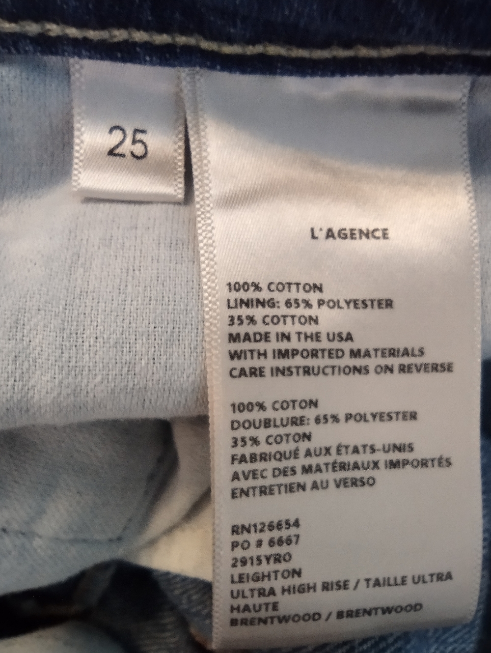L’AGENCE Wide Leg Jeans Leighton Cropped Cuffed Stovepipe Size 25 NWOT Boho - Picture 6 of 13